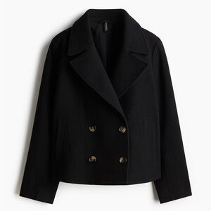 H&M Black Pea Coat Timeless Wool Blend